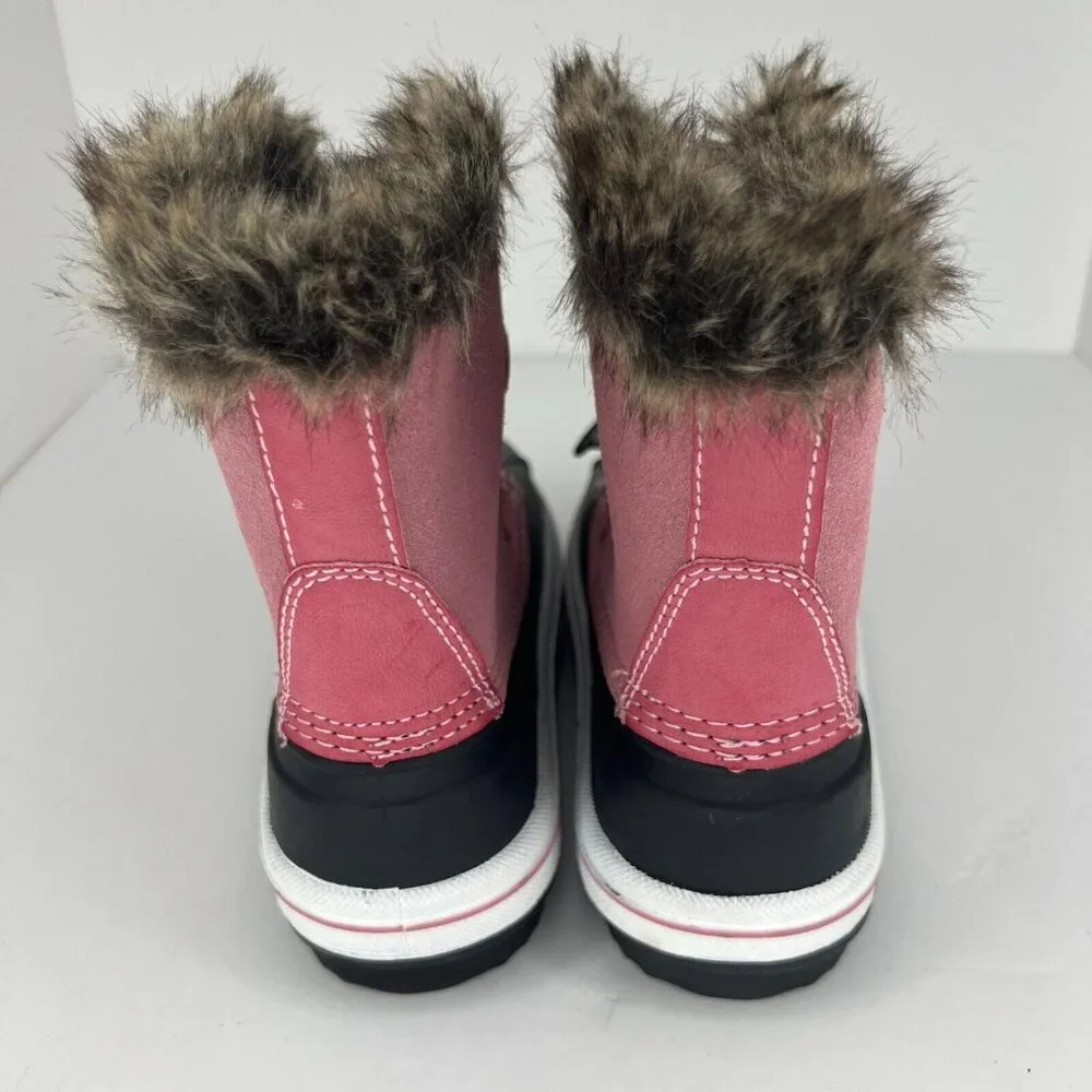 Cat & Jack Unisex Pink Thermolite Youth Leather Lace Up Size 2 Snow Boots